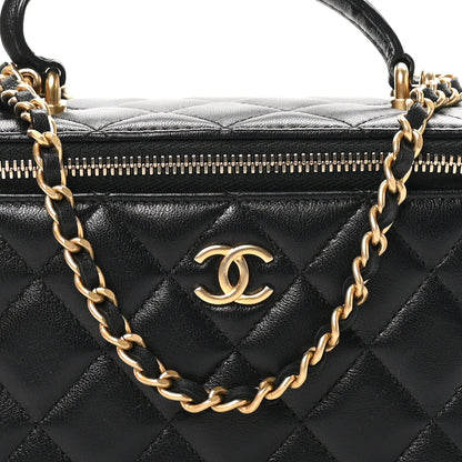 Chanel Lambskin Quilted Small Top Handle Vanity Case With Chain Black 8 of 10