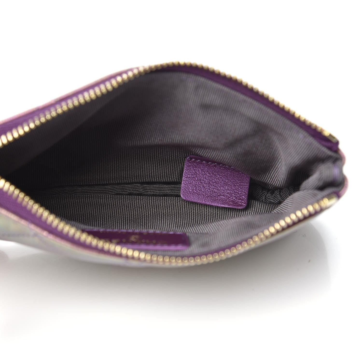 Chanel Iridescent Lambskin Quilted Small Cosmetic Case Purple 5 of 8