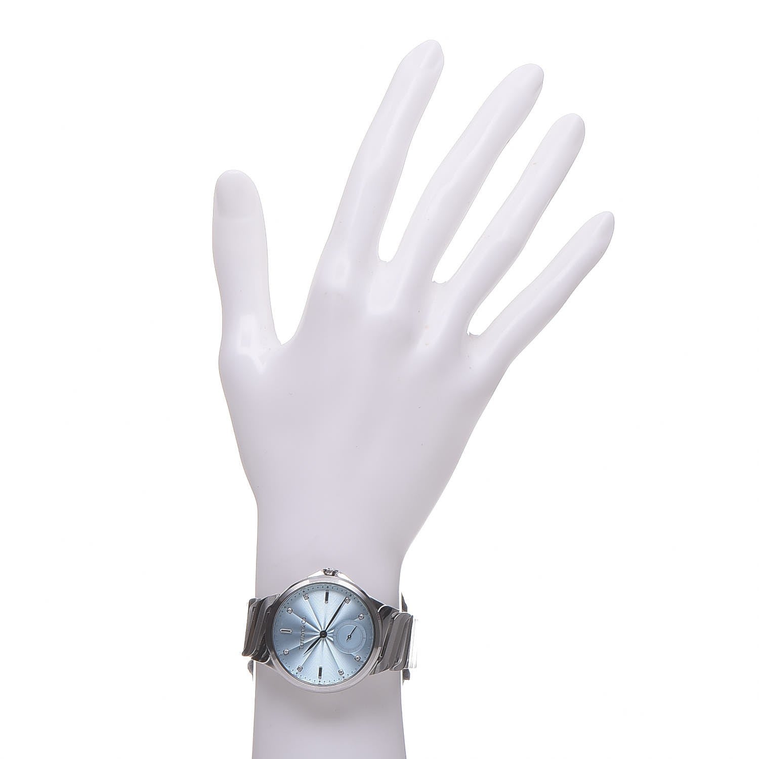 Tiffany Stainless Steel Diamond 34mm Metro 3-Hand Quartz Watch Ice Blue 2 of 7
