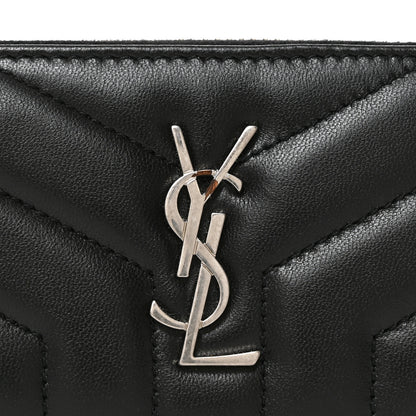 Saint Laurent Lambskin Y Quilted Monogram LouLou Zip Coin Purse Black 7 of 8