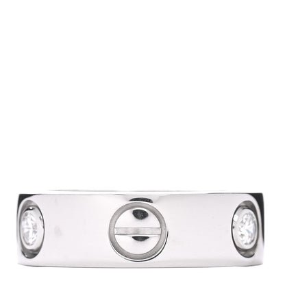 Cartier 18K White Gold 3 Diamond 5.5mm LOVE Ring 46 3.75 3 of 4