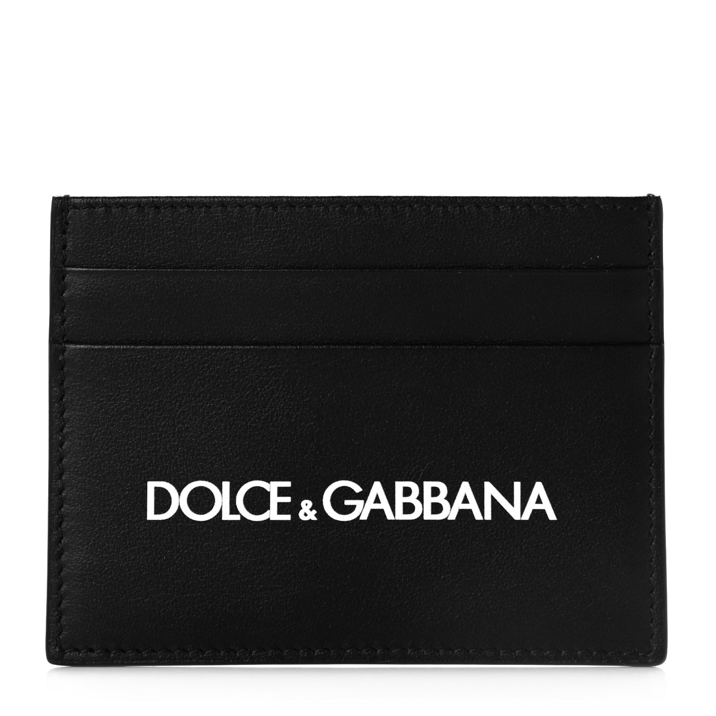 Calfskin Logo Card Holder Black