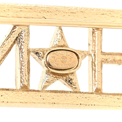 Chanel Baguette Crystal Star Logo Brooch Gold 3 of 3