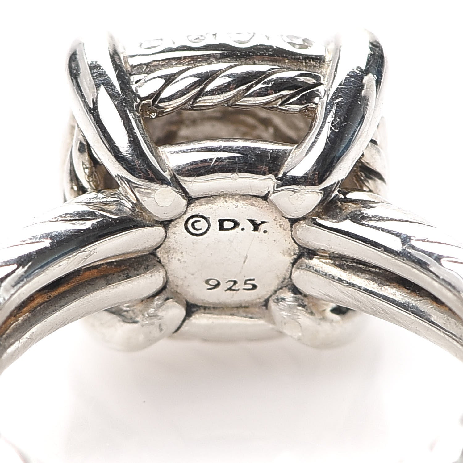 David Yurman Sterling Silver Diamond 11mm Chatelaine Pave Ring 49 4.75 5 of 5