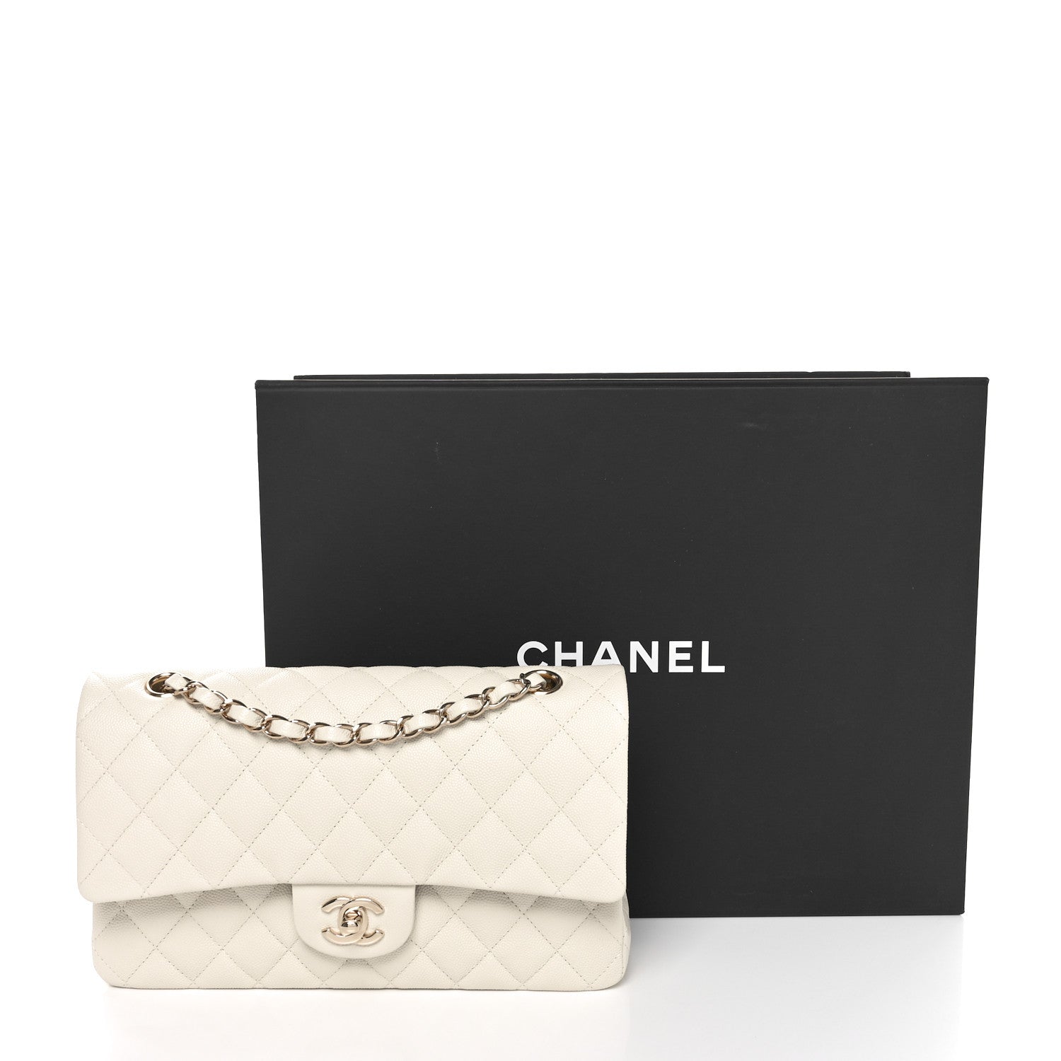 Chanel Caviar Quilted Medium Double Flap White 11 of 11