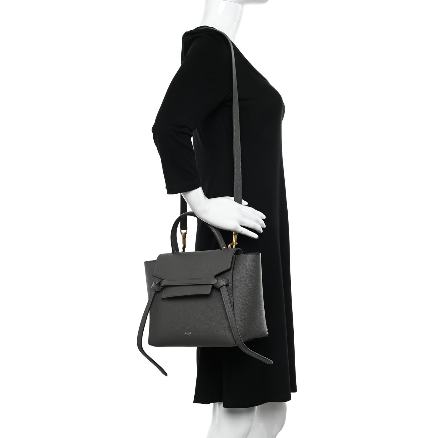 Grained Calfskin Micro Belt Bag Grey