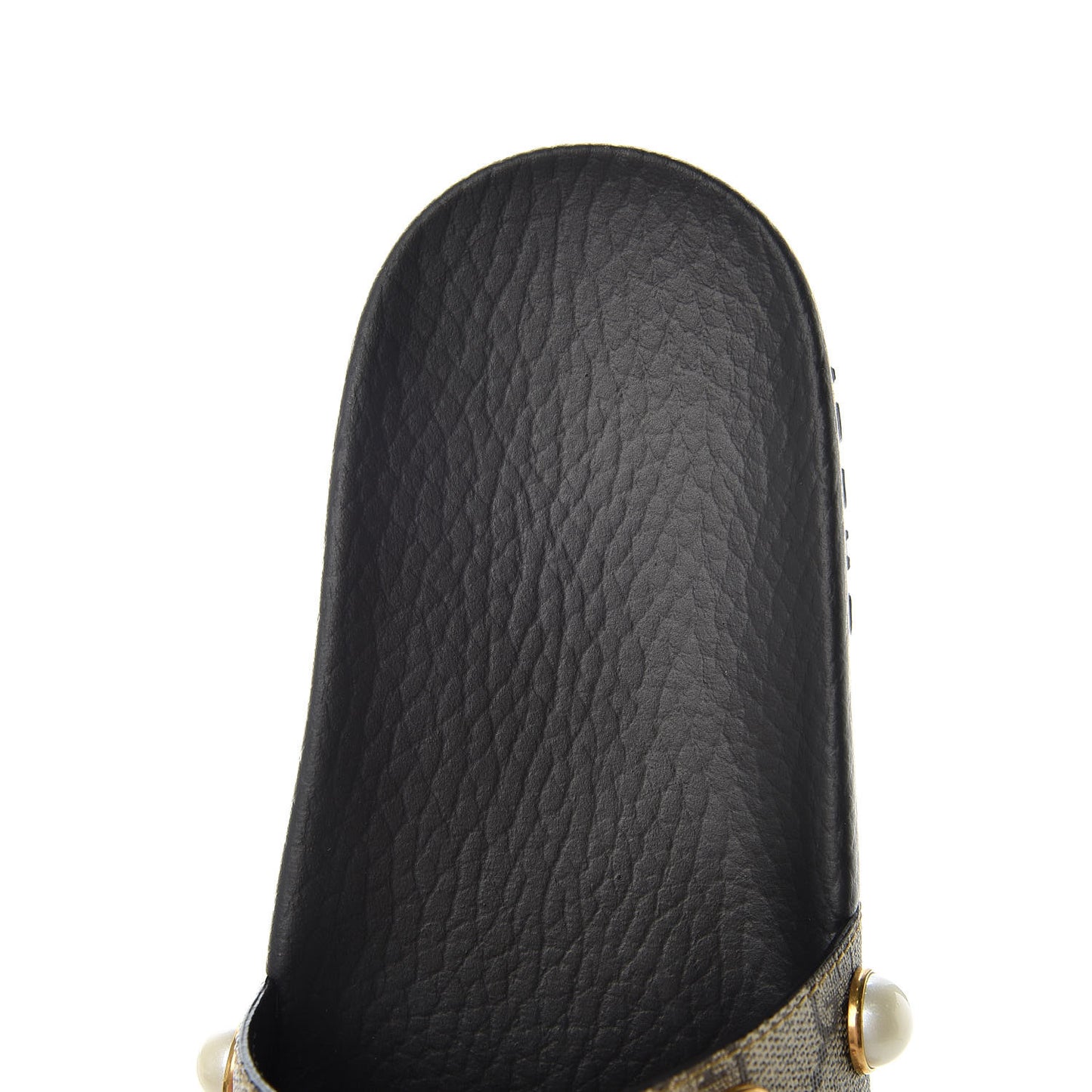GG Supreme Monogram Pearls Slide Sandals 36 Beige