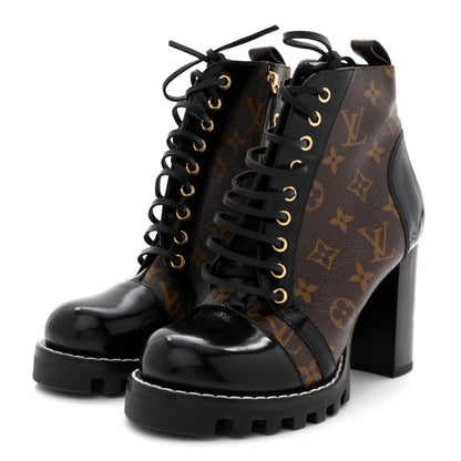 Louis Vuitton Patent Calfskin Monogram Star Trail Ankle Boots 39 Black 4 of 11