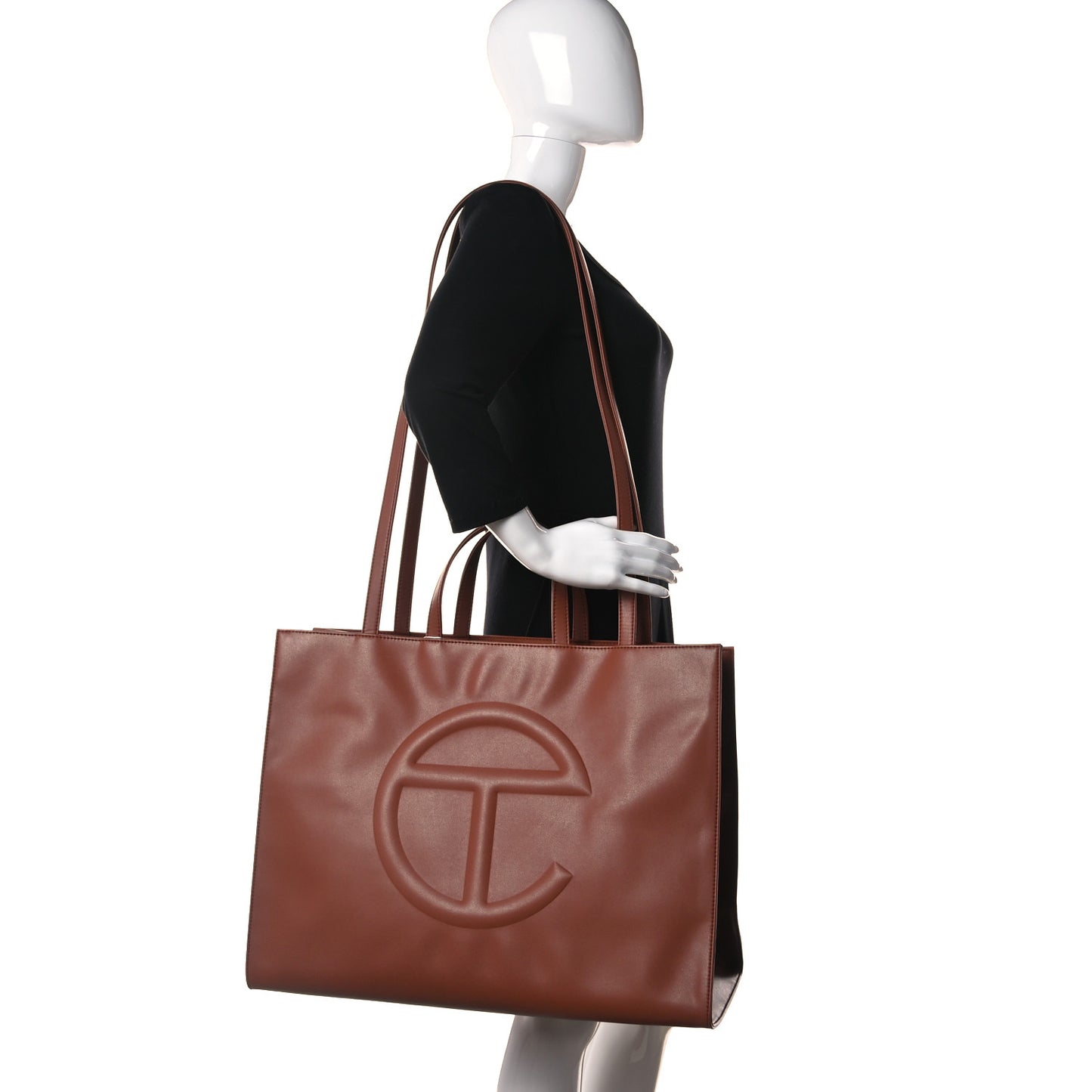 Vegan Leather Large Shopping Bag Tan