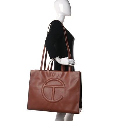 Telfar Vegan Leather Large Shopping Bag Tan 2 of 9