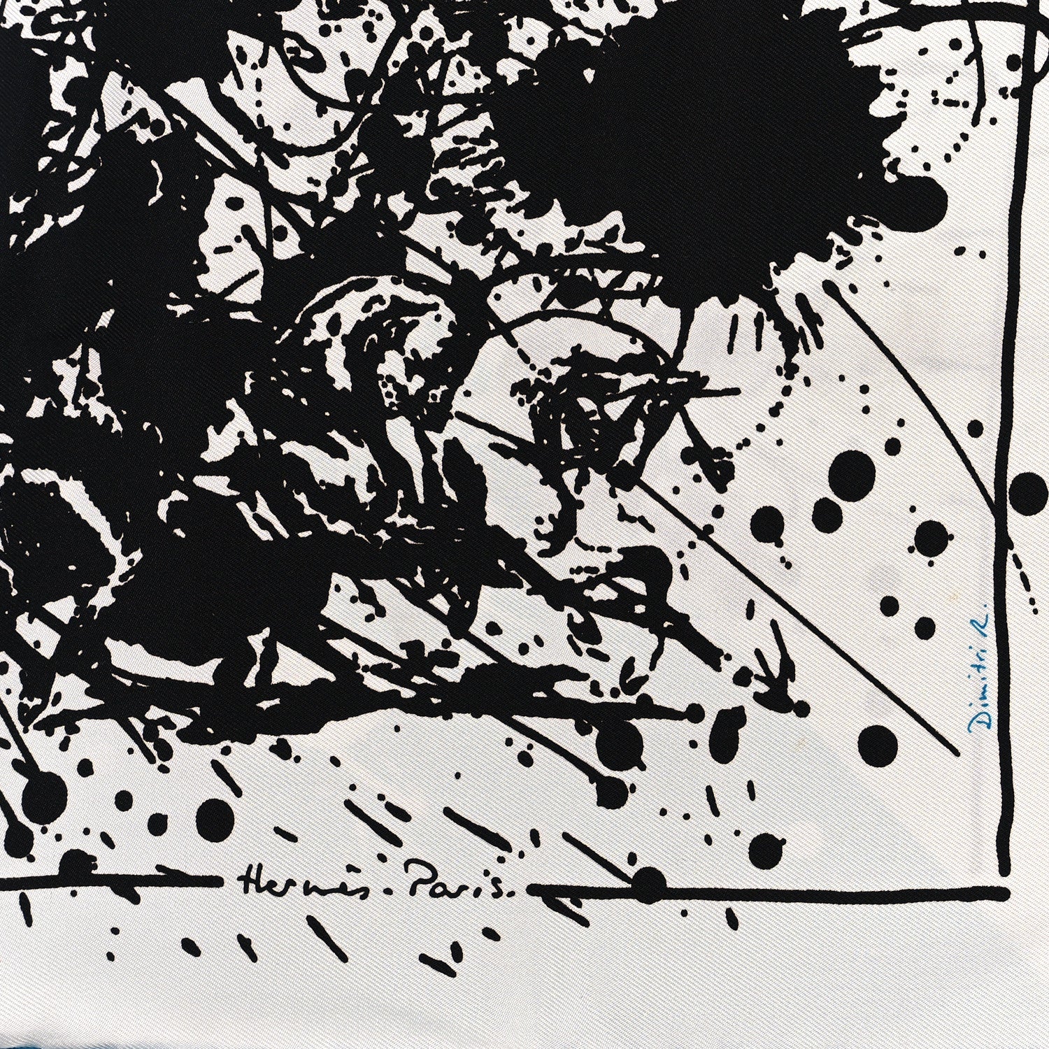 Hermes Silk Cheval Surprise Remix Scarf 90 Turquoise White Black 2 of 3