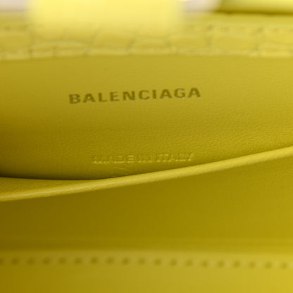 Balenciaga Shiny Calfskin Crocodile Embossed Hourglass Stretch Sling Shoulder Bag Light Yellow 7 of 10