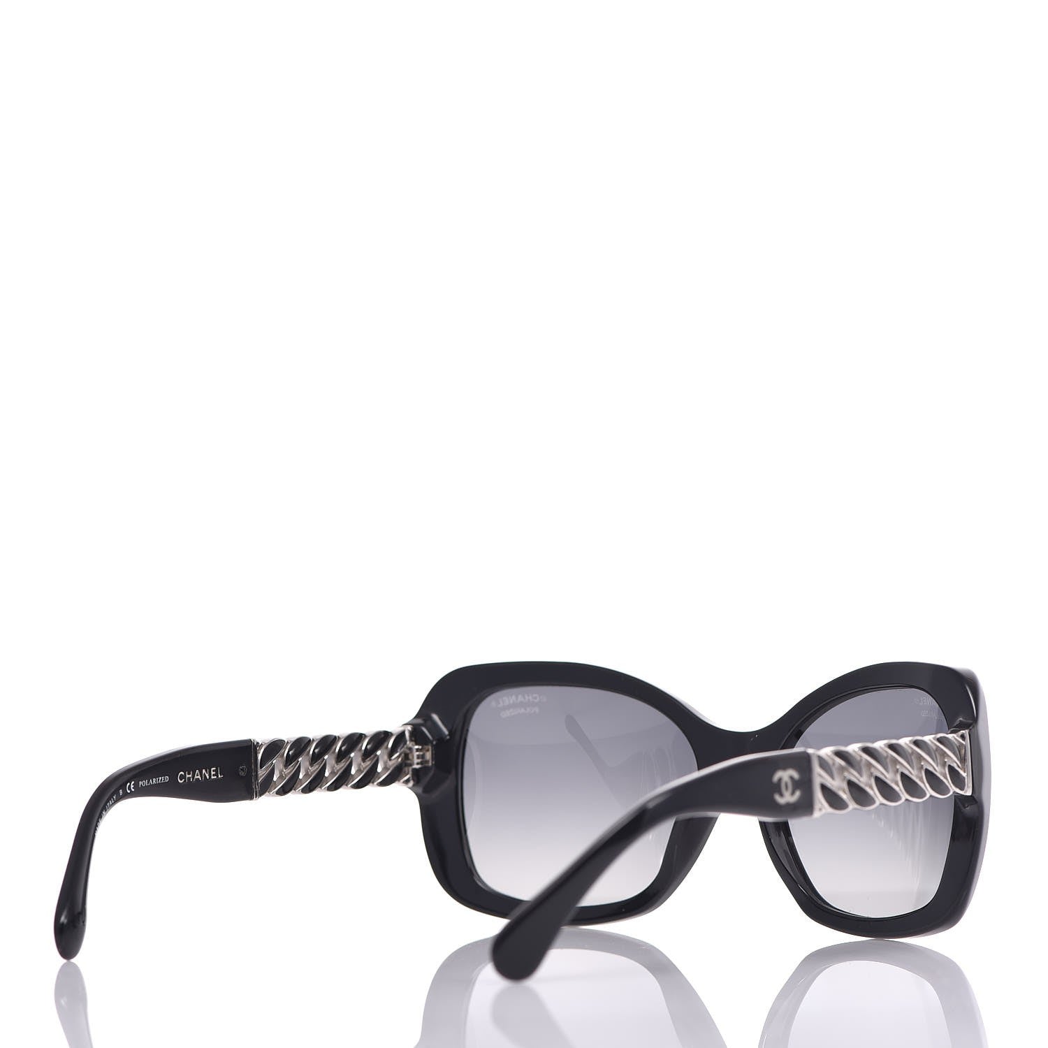 Chanel Acetate Metal Polarized Chain Square Sunglasses 5305 Black 4 of 8