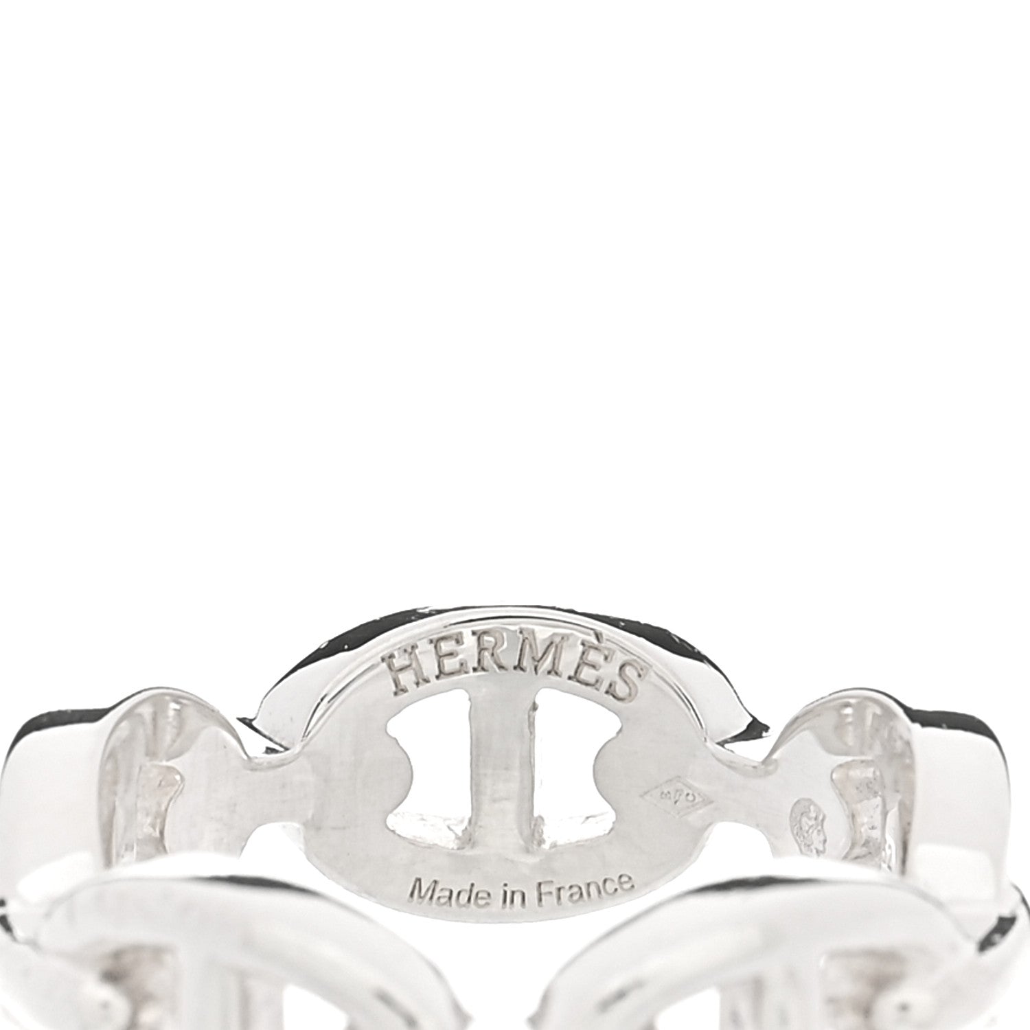 Hermes Sterling Silver PM Chaine d'Ancre Enchainee Band Ring 52 6 4 of 5