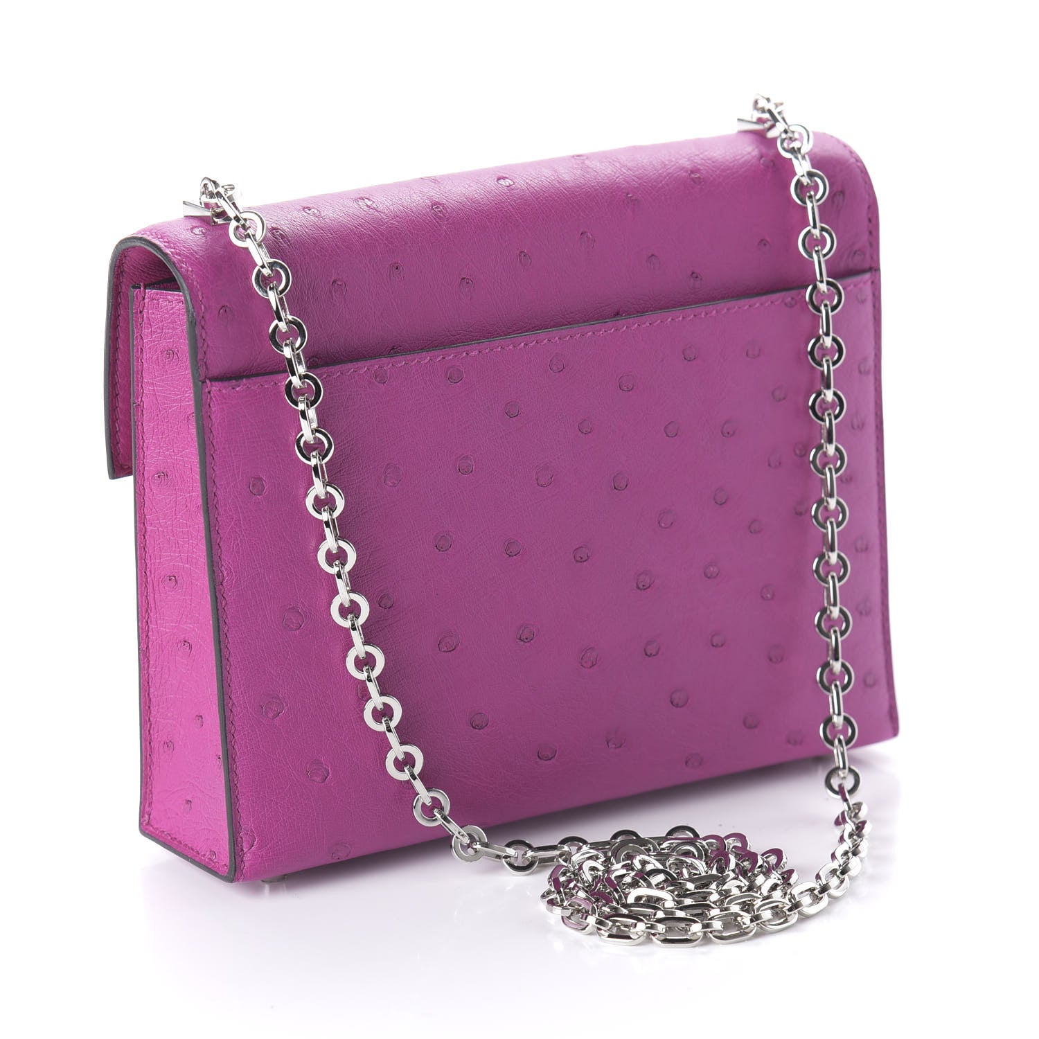 Hermes Ostrich Mini Verrou Chaine Bag Rose Pourpre 3 of 10