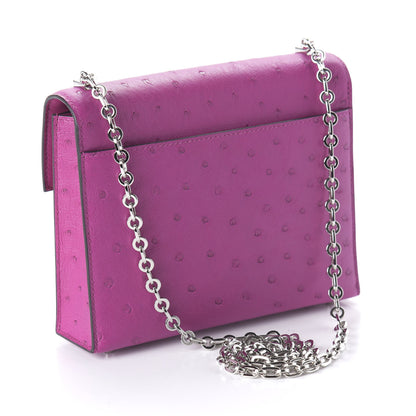 Hermes Ostrich Mini Verrou Chaine Bag Rose Pourpre 3 of 10