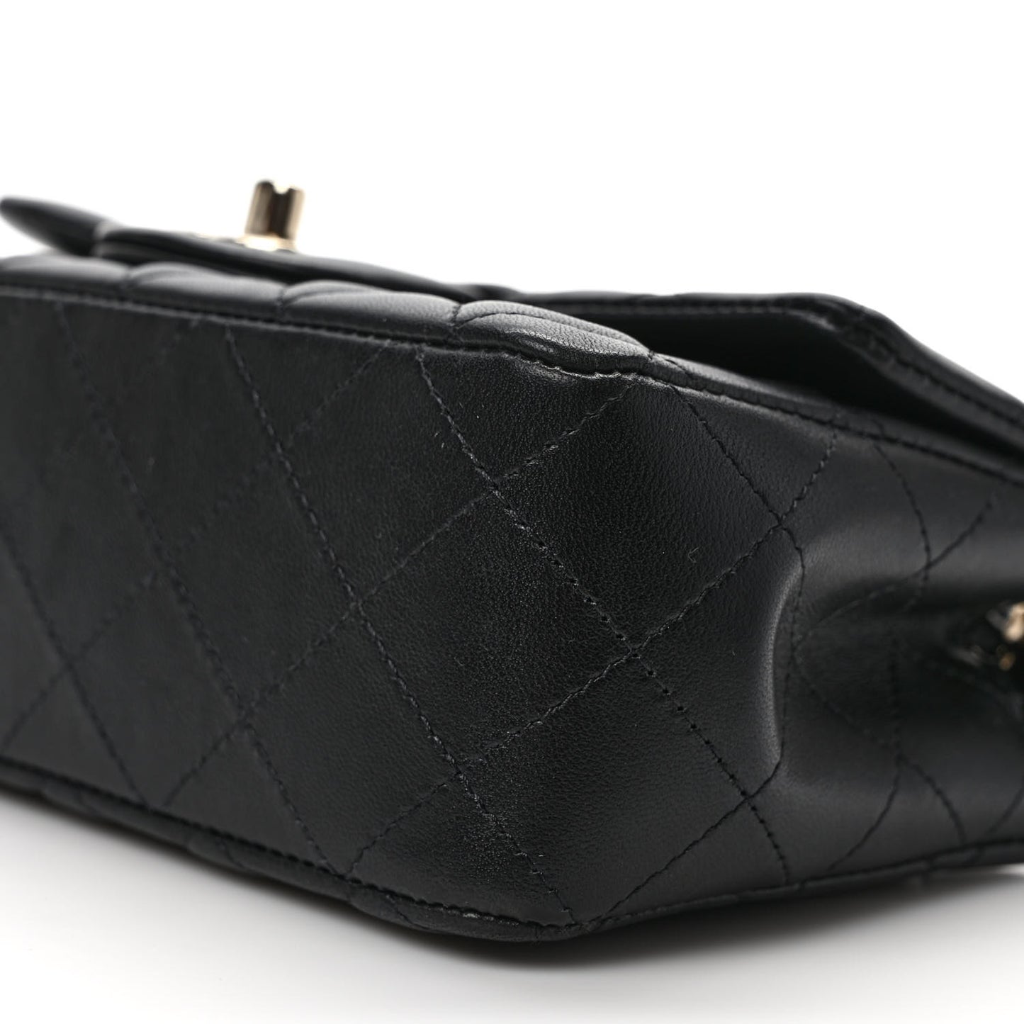 Lambskin Quilted Mini Rectangular Flap Black