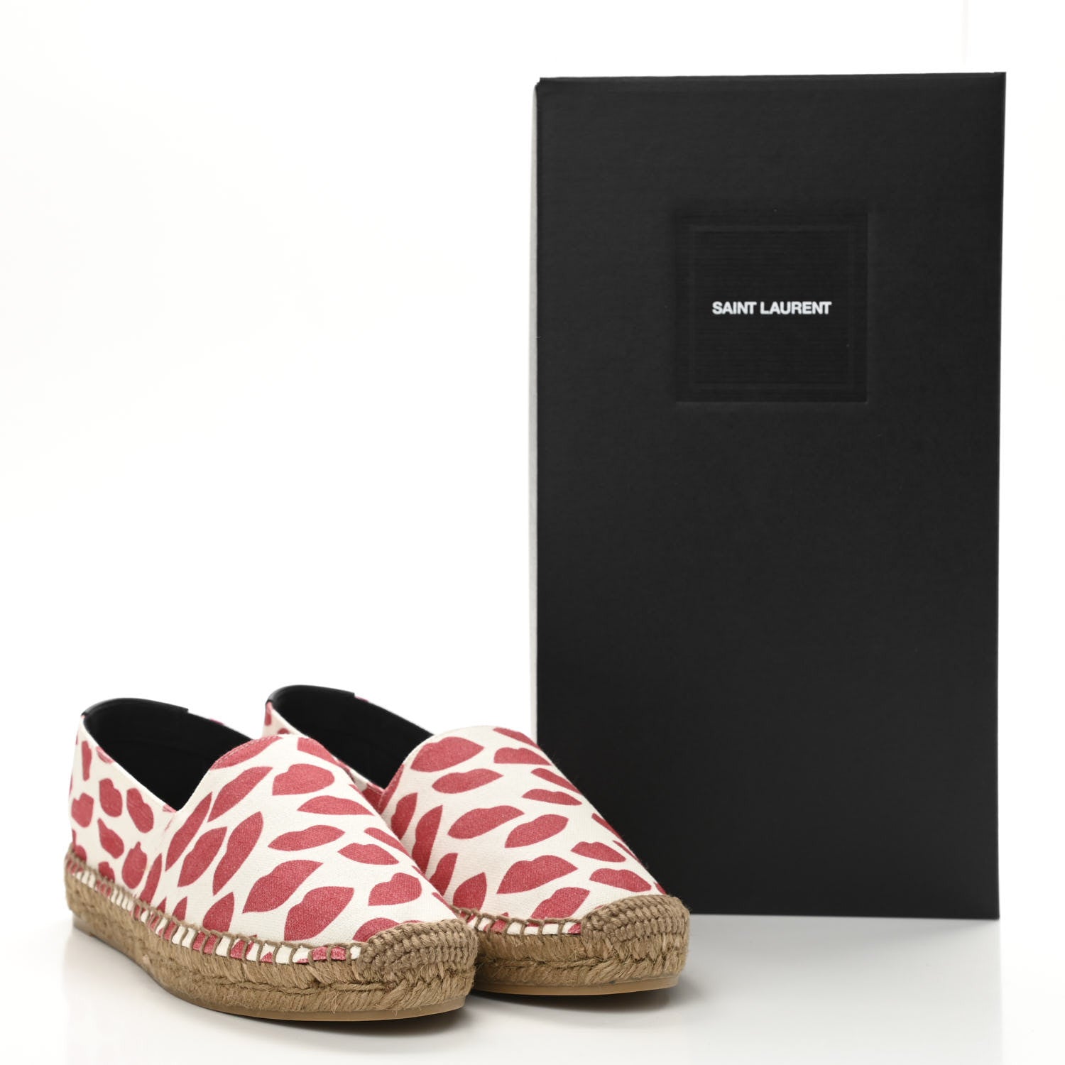 Saint Laurent Lip Print Canvas Espadrilles 36 Bianco Rosso Black 11 of 11