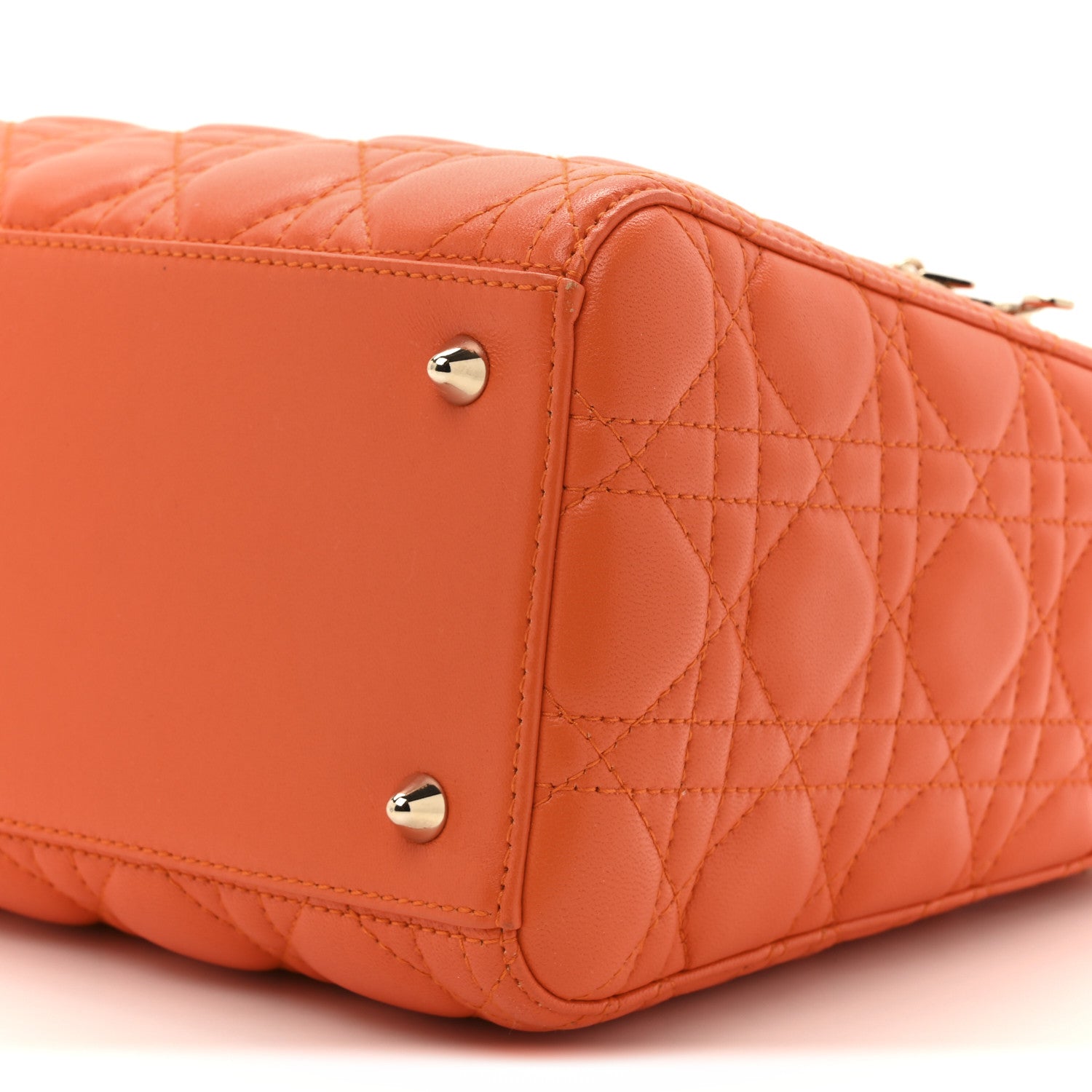 Christian Dior Lambskin Cannage Medium Lady Dior Orange 8 of 12