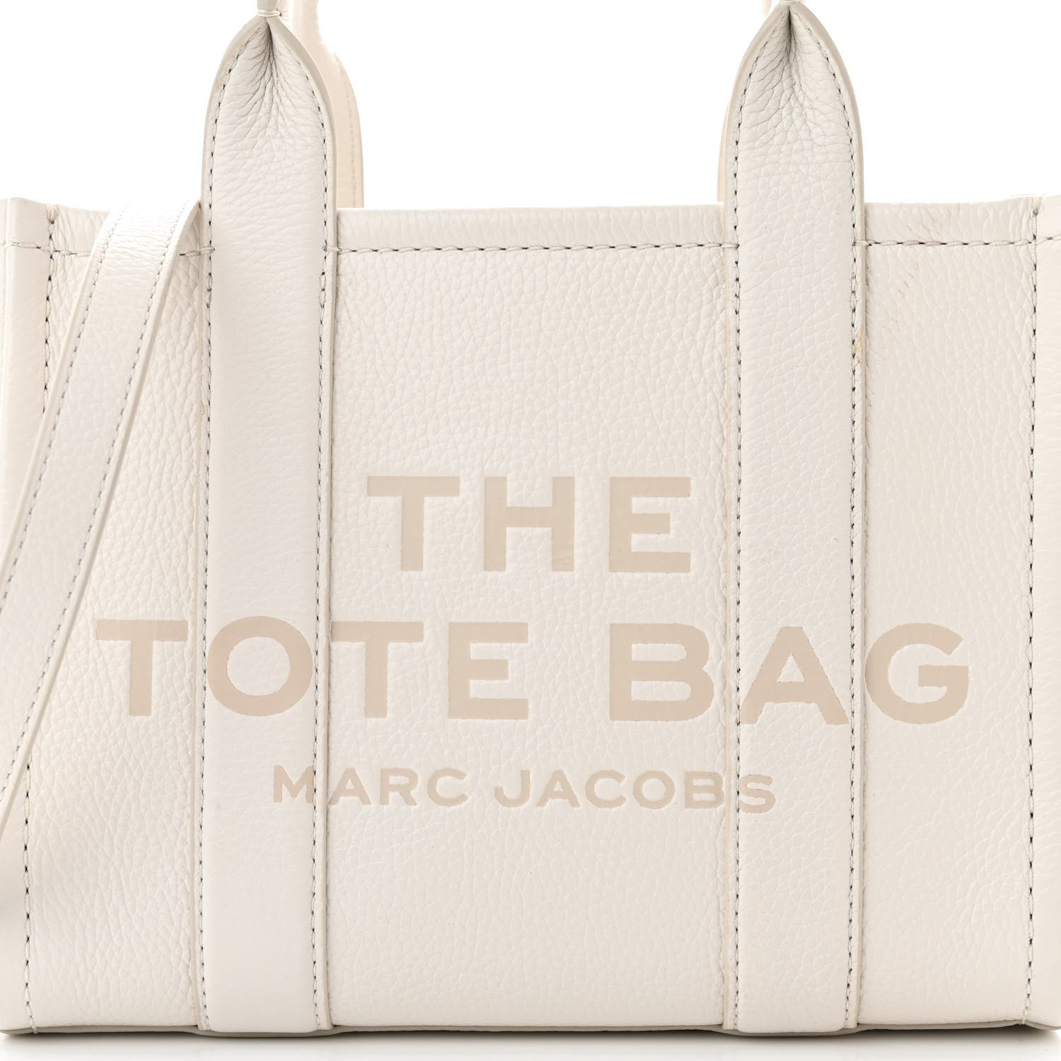 Marc Jacobs Grained Calfskin Mini The Tote Bag Cotton Silver 8 of 10
