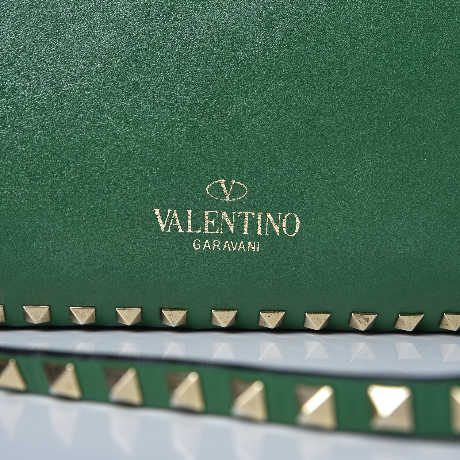 Valentino Garavani Vitello Medium Rockstud Tote Emerald 12 of 17