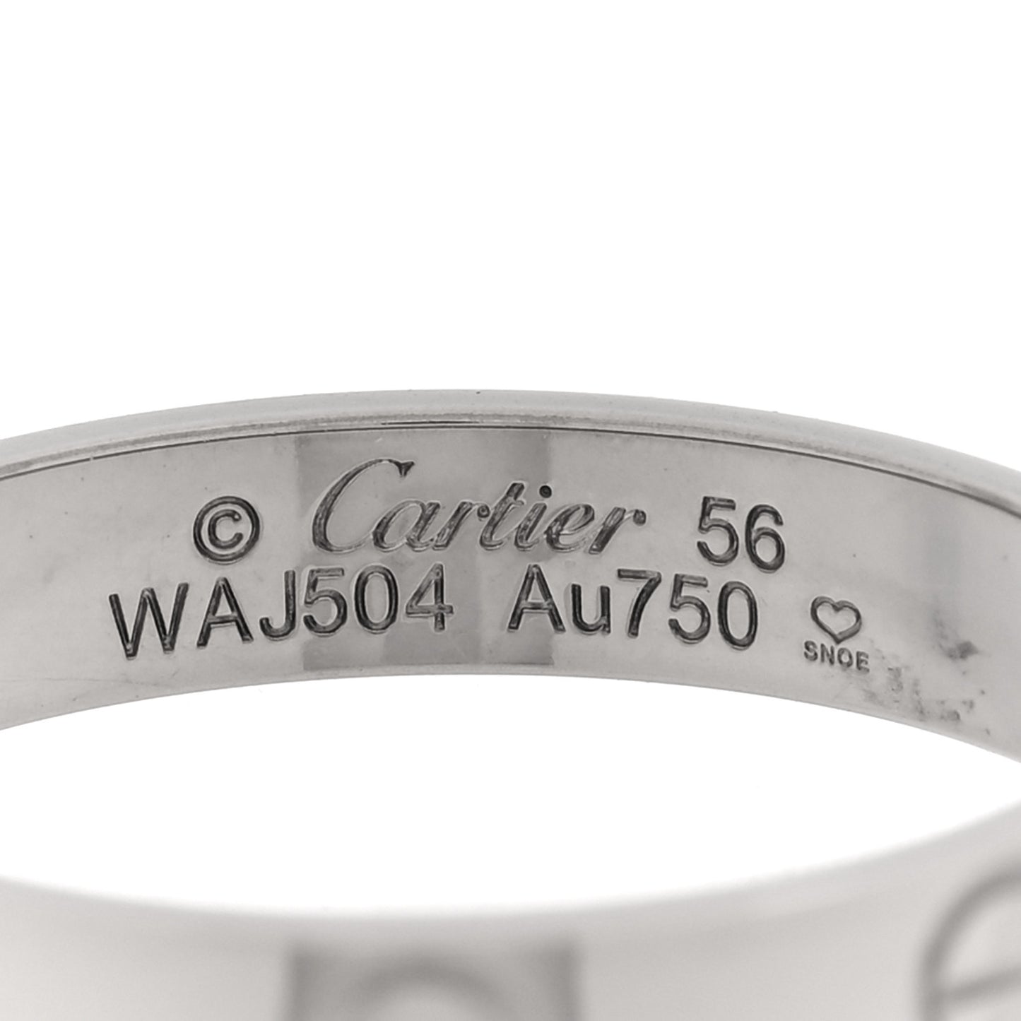 18K White Gold 3.5mm LOVE Wedding Band Ring 56 7.5