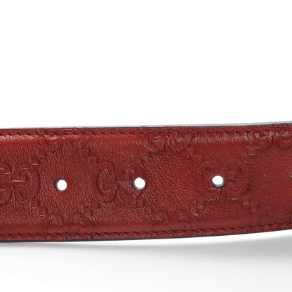 Gucci Soft Guccissima Margaux Calfskin Nickel Interlocking G 37mm Belt 95 38 Rosso 5 of 6