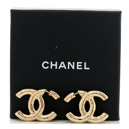 Chanel Metal Large CC Earrings Light Gold 5 of 5