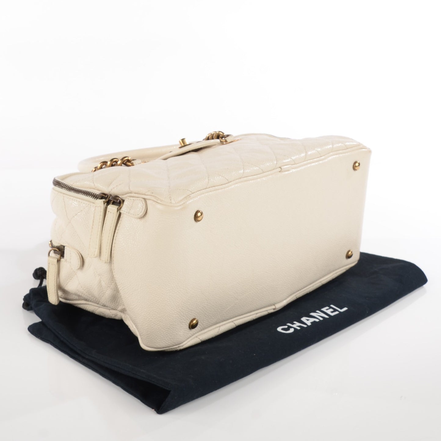 Crumpled Grained Calfskin Shiva Bowler White