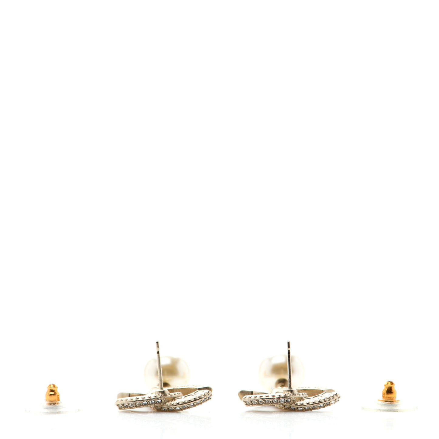 Crystal Pearl CC Drop Earrings Gold