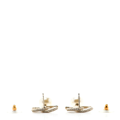 Chanel Crystal Pearl CC Drop Earrings Gold 3 of 4