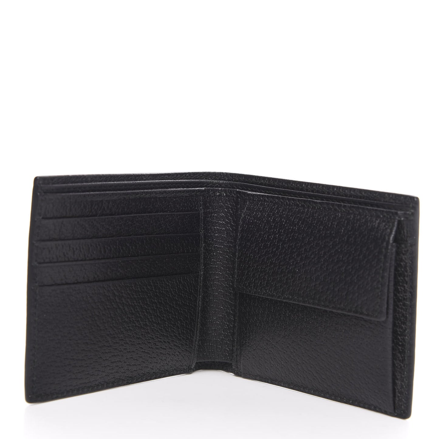 Calfskin Boar Effect Web Bi-Fold Wallet Black