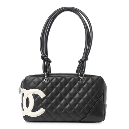 Chanel Calfskin Quilted Large Cambon Bowler Black White 1 of 13