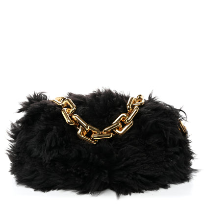Bottega Veneta Shearling Lambskin The Pouch Chain Black 1 of 10
