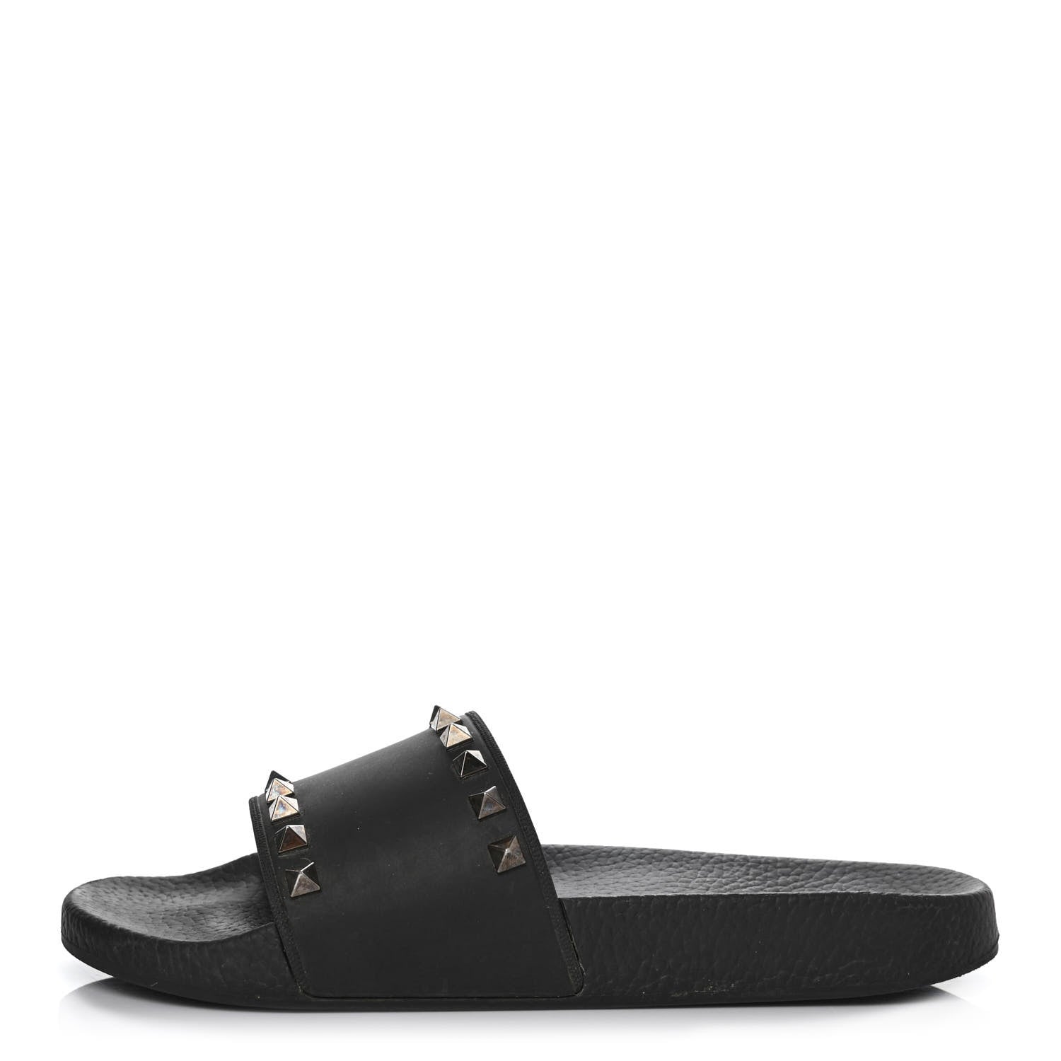 Valentino Garavani Rubber Rockstud Slide Sandals 38 Black 1 of 4