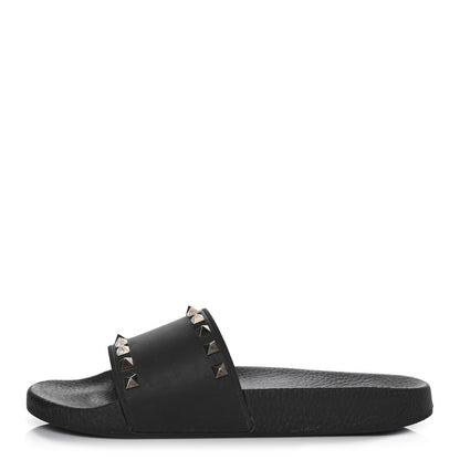 Valentino Garavani Rubber Rockstud Slide Sandals 38 Black 1 of 4