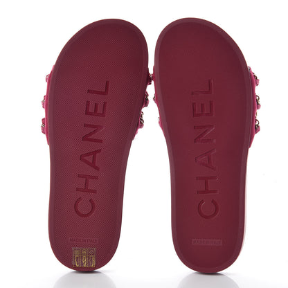Chanel Satin Chain Flat Sandals 38 Dark Fuchsia 7 of 7