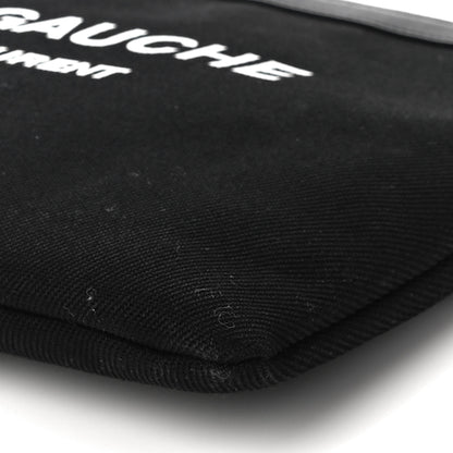Saint Laurent Linen Canvas Rive Gouche Zipped Pouch Black 10 of 10