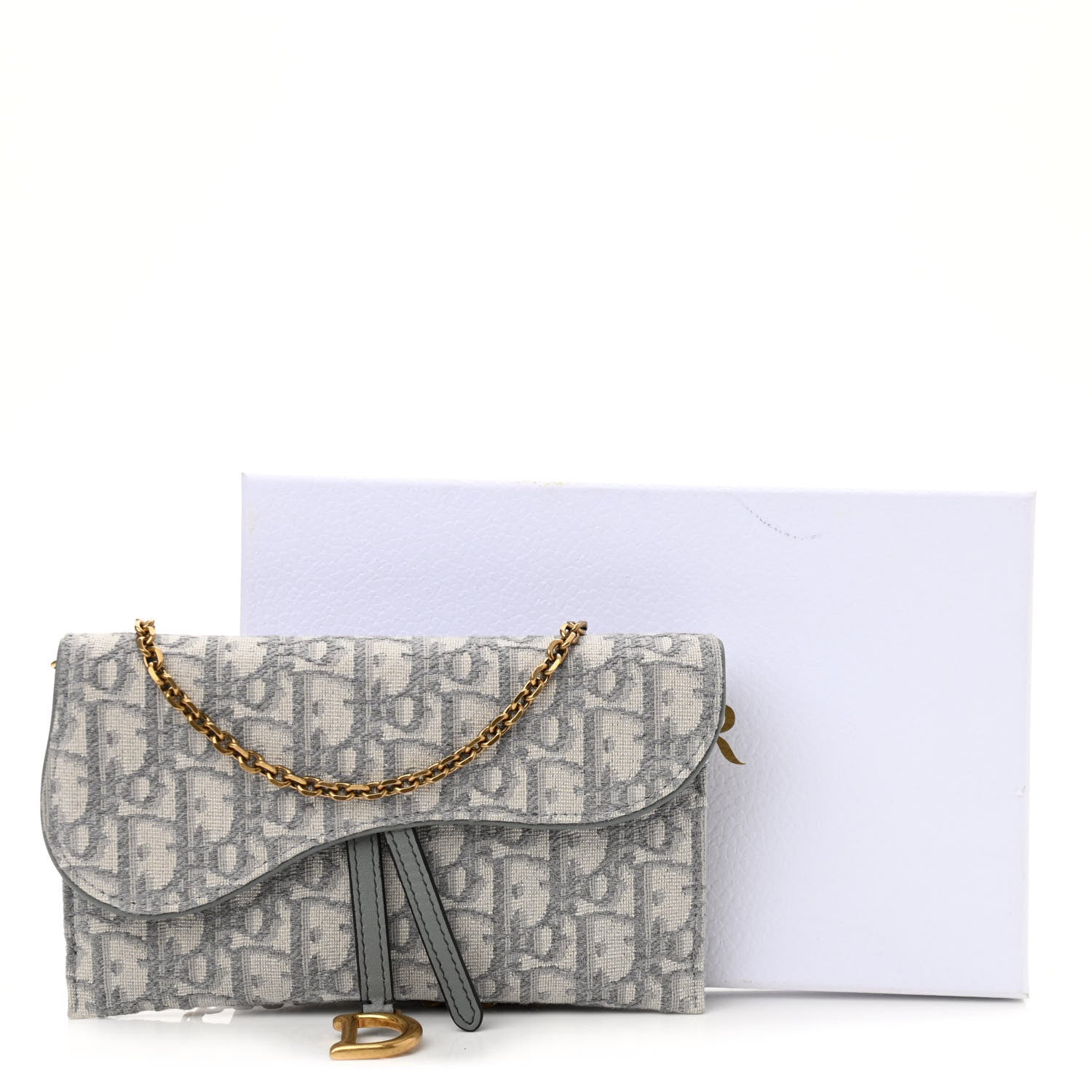 Christian Dior Oblique Saddle Chain Long Wallet Grey 11 of 11
