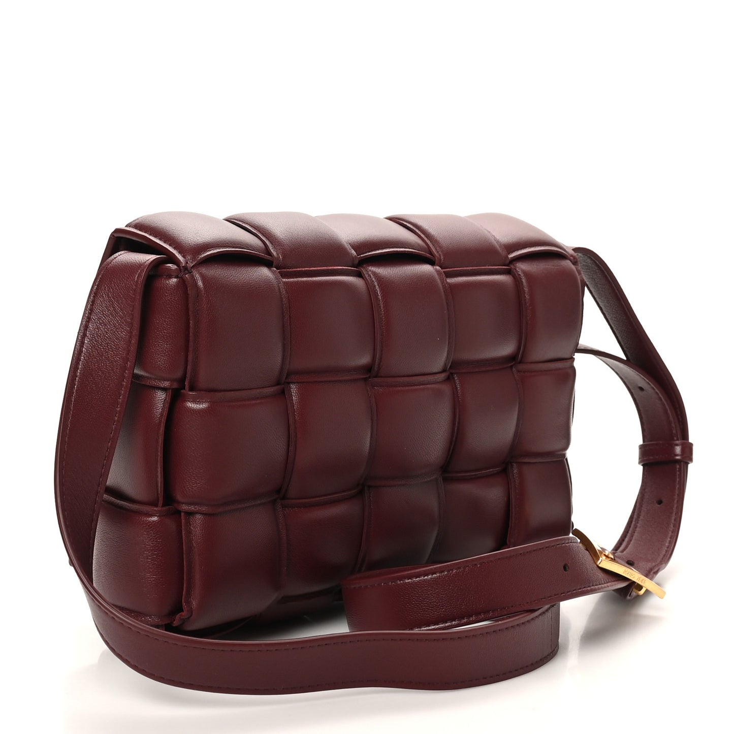 Nappa Maxi Intreccio Padded Cassette Crossbody Bag Dark Red
