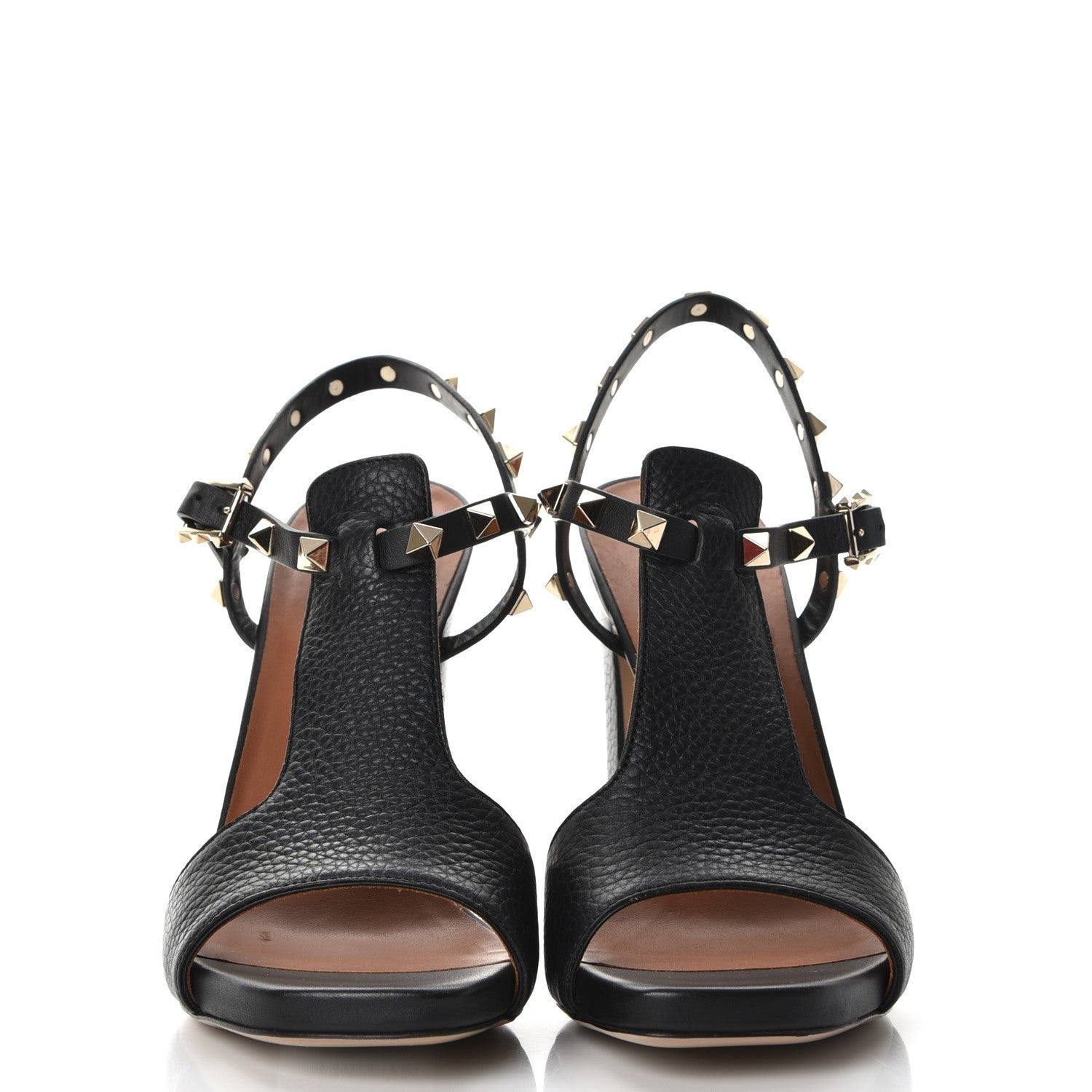 Valentino Garavani Grained Calfskin Rockstud Ankle Strap 5/105mm Sandals 37.5 Black 2 of 11