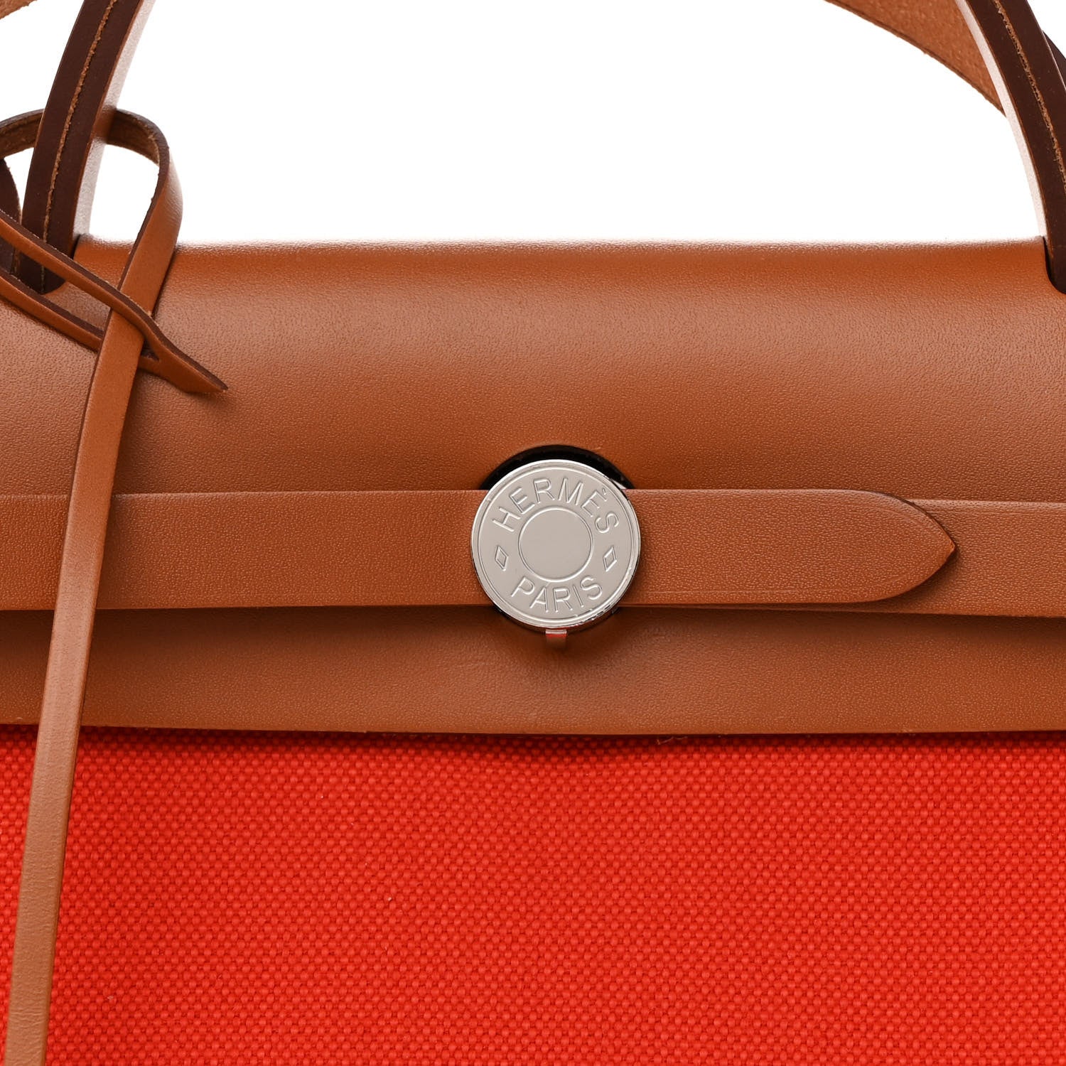 Hermes Vache Hunter Toile Herbag Zip Retourne 31 PM Capucine Fauve 9 of 12