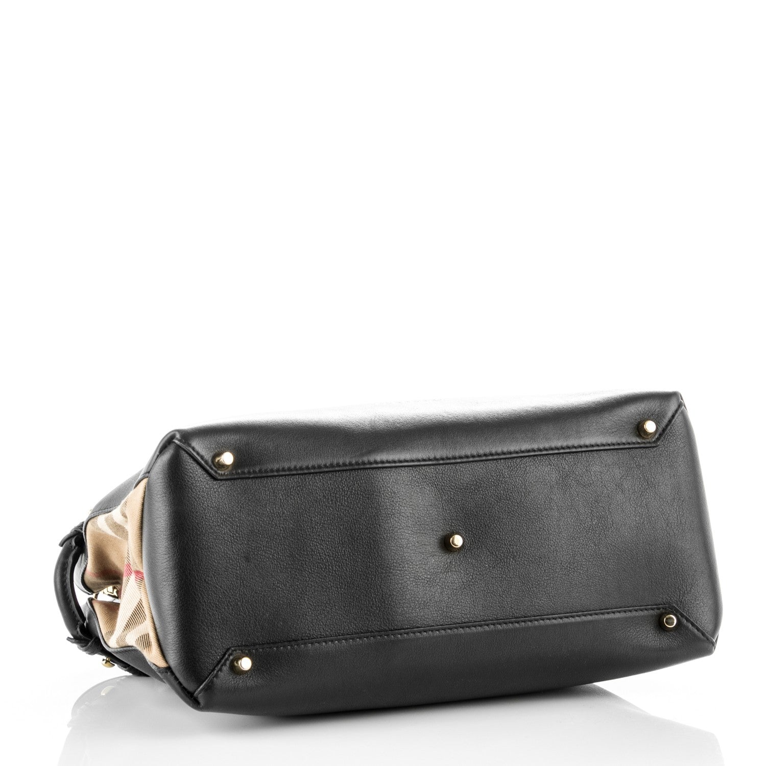 Burberry Calfskin House Check Medium Banner Tote Black 4 of 8