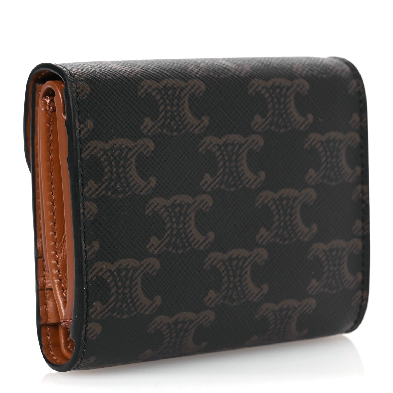 Celine Triomphe Canvas Small Triomphe Wallet Tan 3 of 12