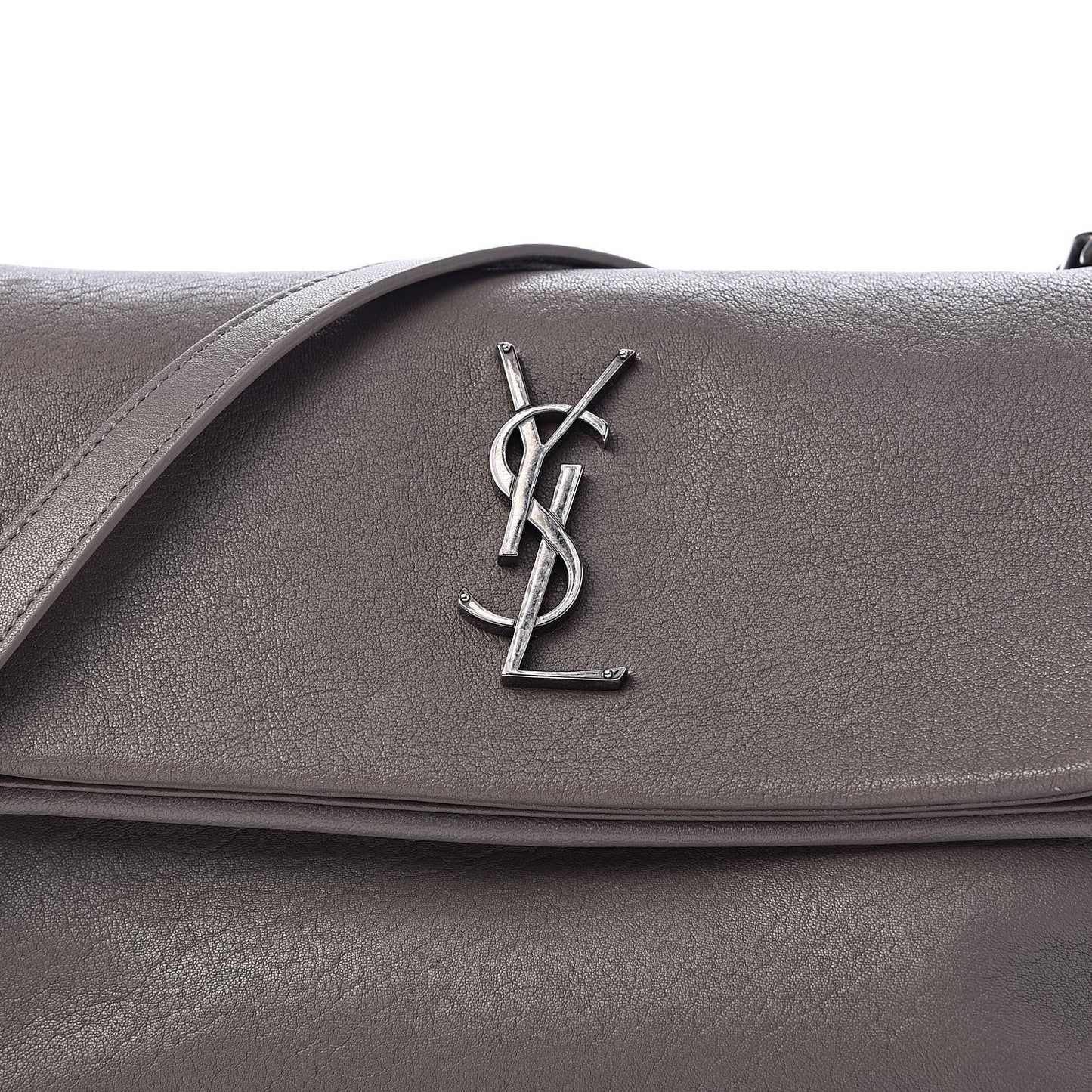 Sheepskin Medium West Hollywood Monogram Fold-Over Bag Grey