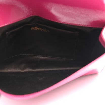 Saint Laurent Textured Patent Monogram Large Belle De Jour Clutch Fuchsia 5 of 8