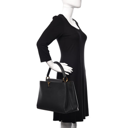 Louis Vuitton Taurillon Capucines MM Black 2 of 8