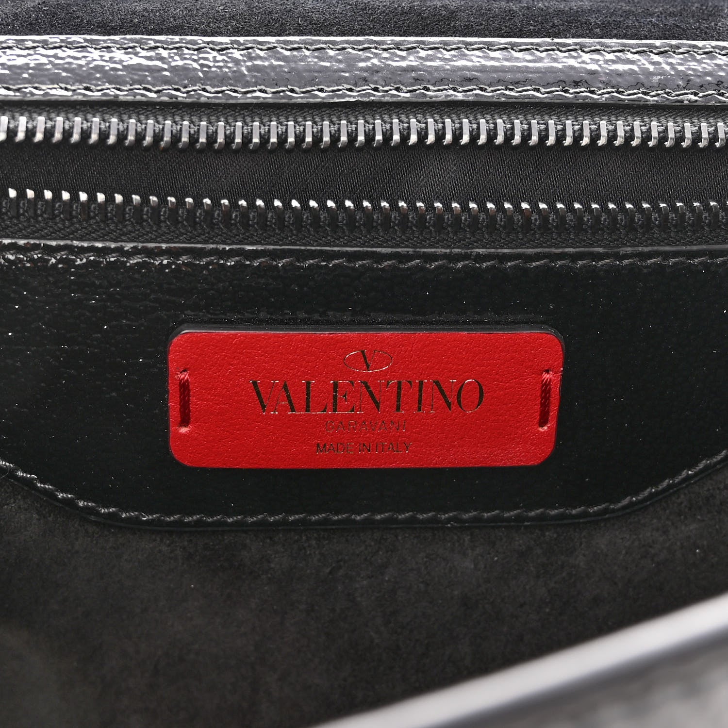 Valentino Garavani Patent Pebbled Calfskin Medium Rockstud Demilune Shoulder Bag Black 6 of 9