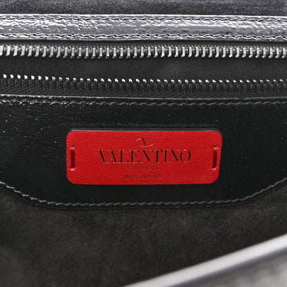 Valentino Garavani Patent Pebbled Calfskin Medium Rockstud Demilune Shoulder Bag Black 6 of 9