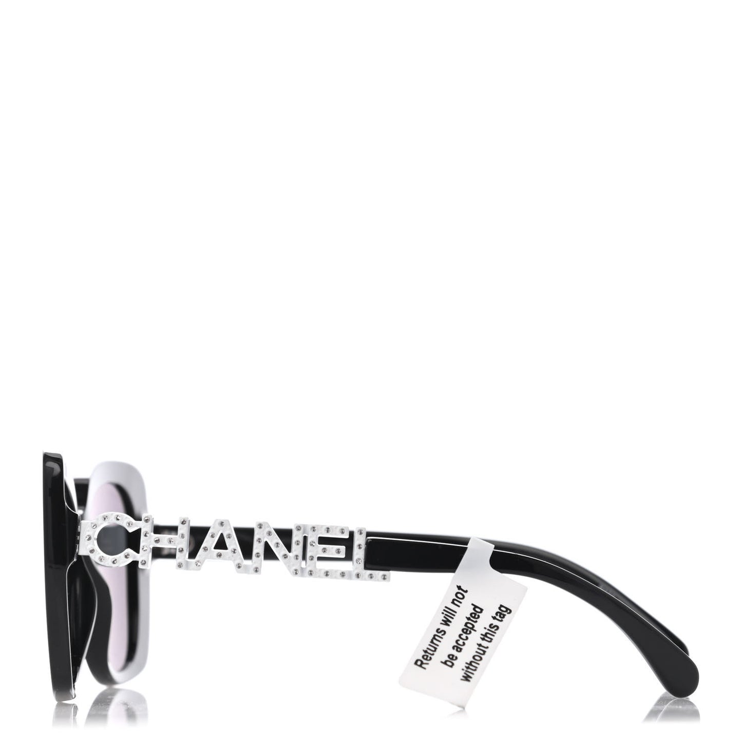 Acetate Strass Square Sunglasses 5422 Black White
